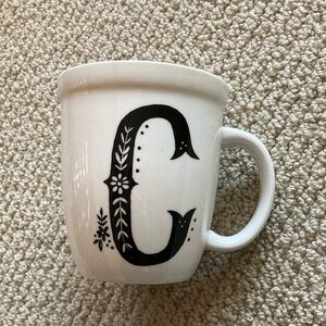 Natural Life Monogram C Initial Mug Boho Chic Grateful White Black Cup Like New